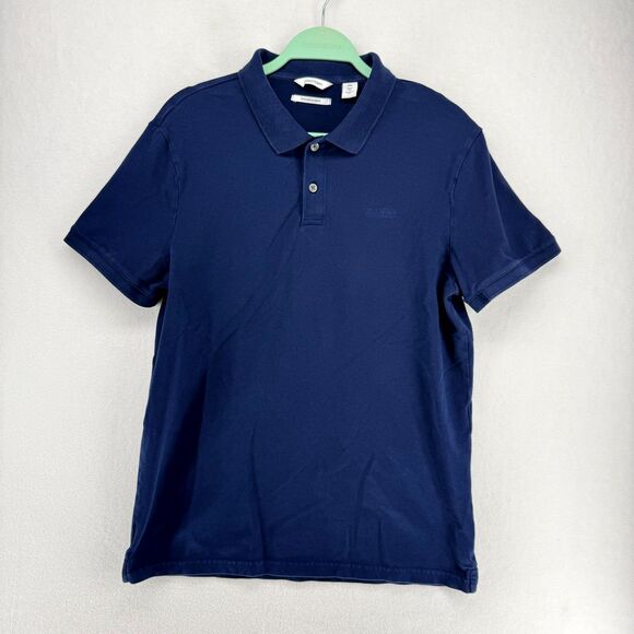 Calvin‎ Klein Stretch Embroidered Blue Polo Mens Size M - Picture 1 of 11